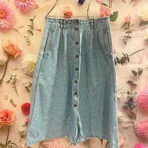 Vintage 80’s Lizwear Denim Jeans Button-Front Skirt